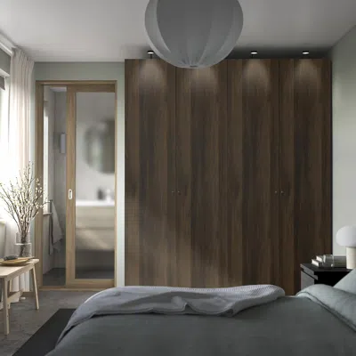 Ikea Pax / Storklinta Wardrobe Combination, Dark Gray/dark Brown Stained Oak Effect, 78 3/4x26x93 1/8 "