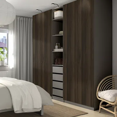Ikea Pax / Storklinta Wardrobe Combination, Dark Gray/dark Brown Stained Oak Effect, 98 3/8x23 5/8x93 1/8