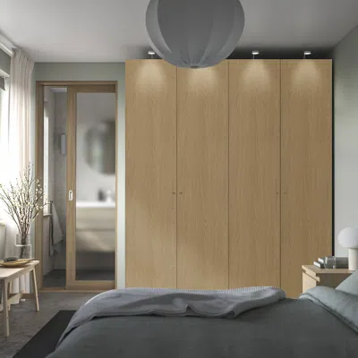 Ikea Pax / Storklinta Wardrobe Combination, Gray-beige/oak Effect, 78 3/4x26x93 1/8 "