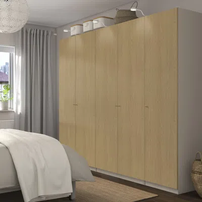 Ikea Pax / Storklinta Wardrobe Combination, Gray-beige/oak Effect, 98 3/8x23 5/8x79 1/4 "