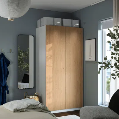Ikea Pax / Storklinta Wardrobe Combination, White/oak Effect, 39 3/8x23 5/8x79 1/4 "