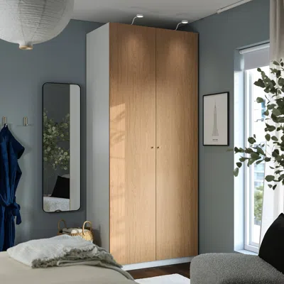 Ikea Pax / Storklinta Wardrobe Combination, White/oak Effect, 39 3/8x23 5/8x93 1/8 "