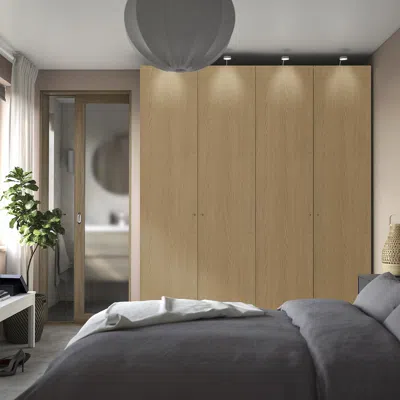 Ikea Pax / Storklinta Wardrobe Combination, White/oak Effect, 78 3/4x23 5/8x93 1/8 "
