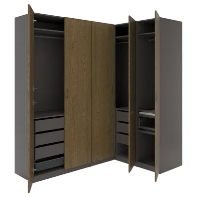 Ikea Pax / Tonstad Corner Wardrobe, Dark Gray/brown Stained Oak Veneer, 82 7/8/63 1/4x93 1/8 "