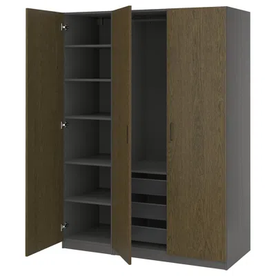 Ikea Pax / Tonstad Wardrobe Combination, Dark Gray/brown Stained Oak Veneer, 59x23 5/8x79 1/4 "