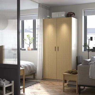 Ikea Pax / Tonstad Wardrobe Combination, Gray-beige/oak Veneer, 39 3/8x23 5/8x79 1/4 "
