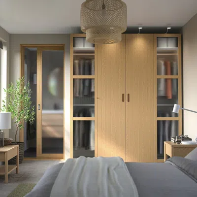 Ikea Pax / Tonstad Wardrobe Combination, White/oak Veneer Glass, 78 3/4x23 5/8x93 1/8 "