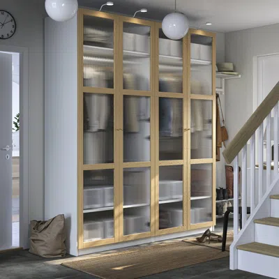 Ikea Pax / Tonstad Wardrobe Combination, White/oak Veneer Glass, 78 3/4x23 5/8x93 1/8 "