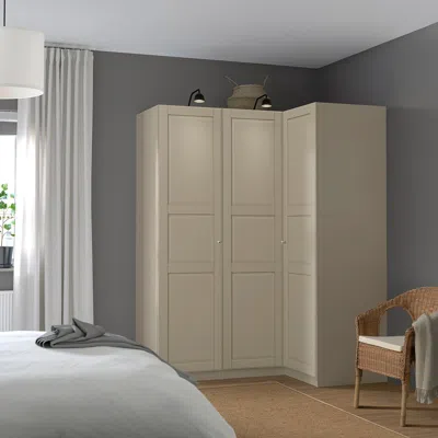 Ikea Pax / Tyssedal Corner Wardrobe, Gray-beige/gray-beige, 63 1/4/43 1/2x79 1/4 "