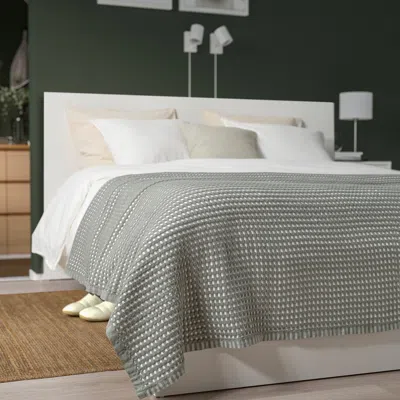 Ikea Pelartuja Bedspread, Green-gray/white, King