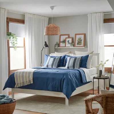 Ikea Piggtistel Comforter Set, Dark Blue, Full/queen