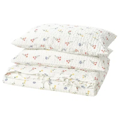 Ikea Pildvärgmal Duvet Cover And Pillowcase(s), White/floral Pattern, Full/queen