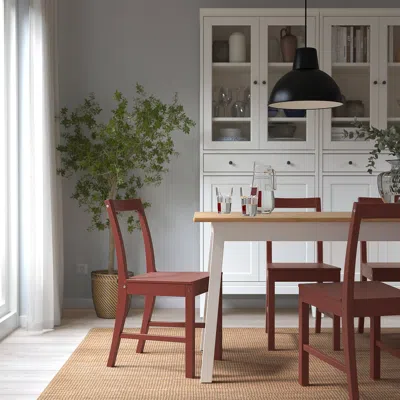 Ikea Pinntorp Chair, Red Stained, Width: 15 3/4 "