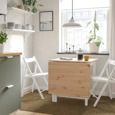 Ikea Pinntorp / Frösvi Table And 2 Folding Chairs, Max. Length: 48 7/8 "
