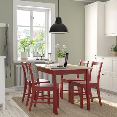 Ikea Pinntorp / Pinntorp Table And 4 Chairs, Light Brown Stained Red Stained/red Stained, 49 1/4 "