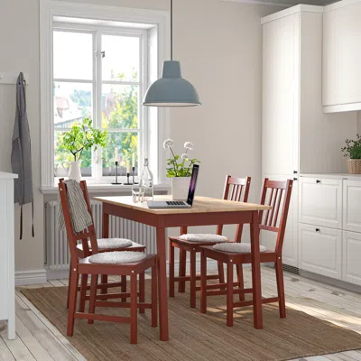 Ikea Pinntorp / Pinntorp Table And 4 Chairs, Light Brown Stained Red Stained/red Stained, 49 1/4 "
