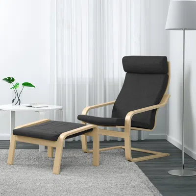 Ikea Poäng Armchair And Ottoman, Hillared Anthracite In Black