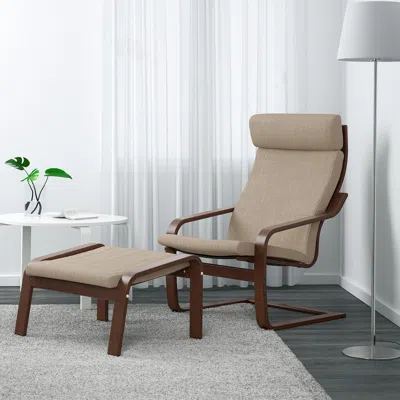 Ikea Poäng Armchair And Ottoman, Hillared Beige In Neutral