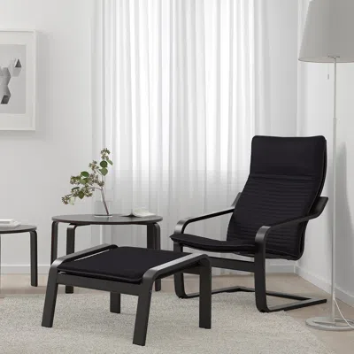 Ikea Poäng Armchair And Ottoman, Knisa Black