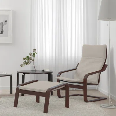 Ikea Poäng Armchair And Ottoman, Knisa Light Beige