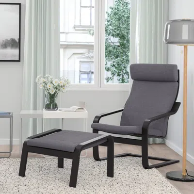 Ikea Poäng Armchair, Skiftebo Dark Gray, Width: 26 3/4 "