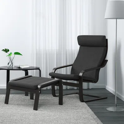 Ikea Poäng Ottoman, Hillared Anthracite, Width: 26 3/4 "