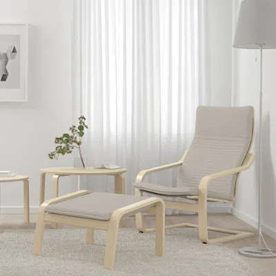 Ikea Poäng Ottoman, Knisa Light Beige, Width: 26 3/4 "