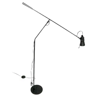Pre-owned Ikea Post Modern Adjustable Angle Poise Floor Lamp In Black