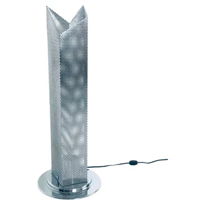 Pre-owned Ikea Postmodern Architectural Design Chrome Steel Perforated Metal Table Lamp, Italy In Transparent