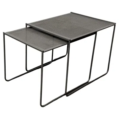 Pre-owned Ikea Postmodern Perforated Metal Nesting Side Tables From , 1980s, Set Of 2 In Gray