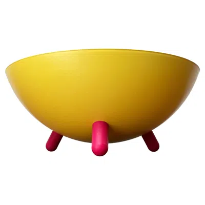 Pre-owned Ikea Postmodern Yellow And Pink Swedish Ps Series Tripod Bowl Ola Wihlborg