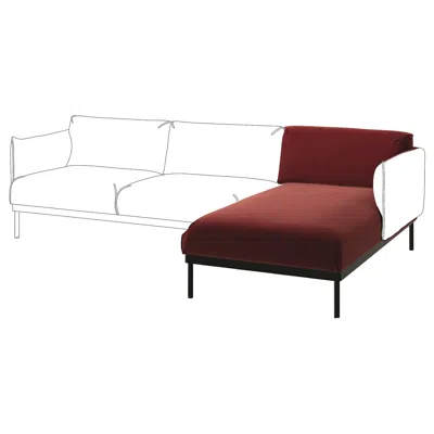 Ikea Äpplaryd Chaise Section, Djuparp Red-brown, Depth: 63 3/4 "