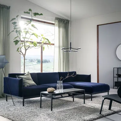 Ikea Äpplaryd Sofa With Chaise, Djuparp Dark Blue, Armrest Height: 28 3/8 "