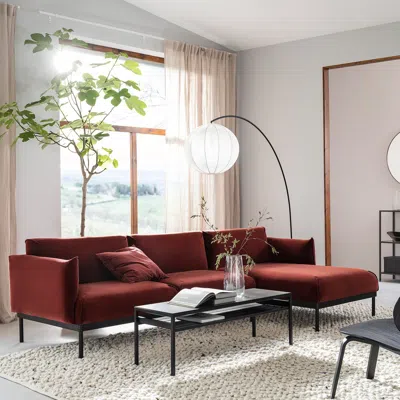 Ikea Äpplaryd Sofa With Chaise, Djuparp Red/brown, Armrest Height: 28 3/8 "
