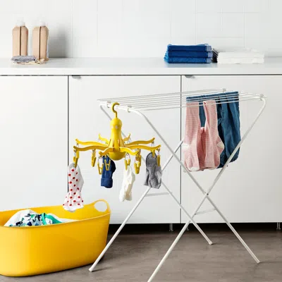 Ikea Pressa Hanging Dryer With 16 Clothes Clips, Yellow, Diameter: 15 ¾ "