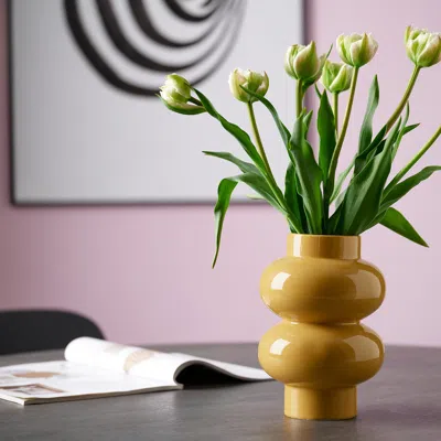 Ikea Pärlhägg Vase, Yellow-beige, 8 ¾ "
