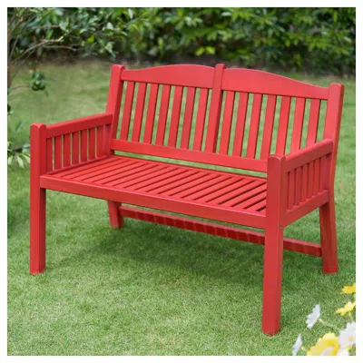Ikea Päronholmen Bench With Backrest, Outdoor, Red, Width: 43 1/2 "