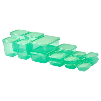 Ikea Pruta Food Container With Lid, Set Of 17, Green