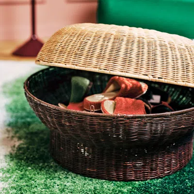 Ikea Ps 2026 Ottoman With Storage, Rattan Brown-red, Diameter: 24 3/4 "