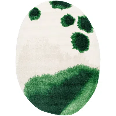 Ikea Ps 2026 Rug, Low Pile, Oval/green Off-white, 6 ' 7 "x8 ' 9 "