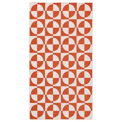 Ikea Publikvärd Rug, Flatwoven, Orange/circle Pattern, 2 ' 7 "x4 ' 11 " In Multi