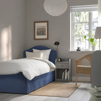 Ikea Ramnefjäll Upholstered Bed Frame, Kilanda Dark Blue, Twin