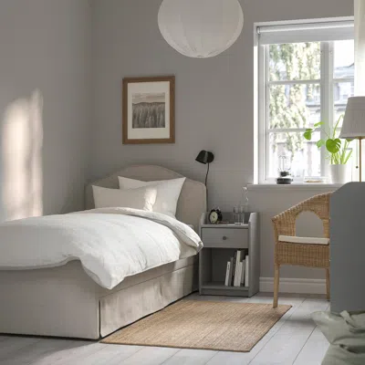 Ikea Ramnefjäll Upholstered Bed Frame, Kilanda Light Beige, Twin
