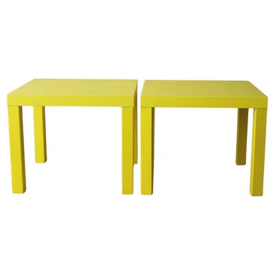 Pre-owned Ikea Rare Pair Yellow  Lack End Tables Sweden 1999 Art Memphis Postmodern Decor