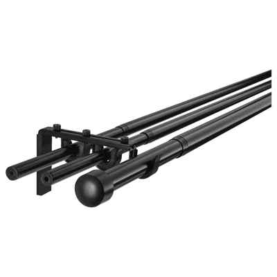 Ikea Räcka / Hugad Triple Curtain Rod Combination, Black, 47 1/4-82 5/8 "