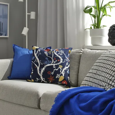 Ikea Revfingerört Cushion Cover, Dark Blue/multicolor, 20x20 "