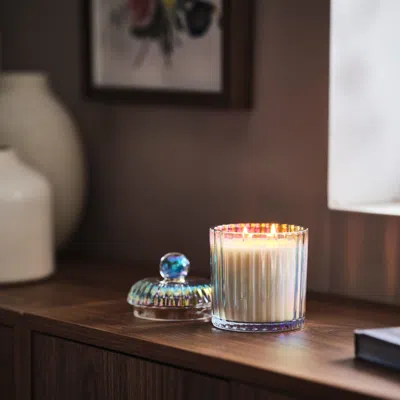 Ikea Räffelbjörk Scented Cndl In Glass With Lid/2 Wicks, Rose & Carnation Mother-of-pearl Color, 50 Hr