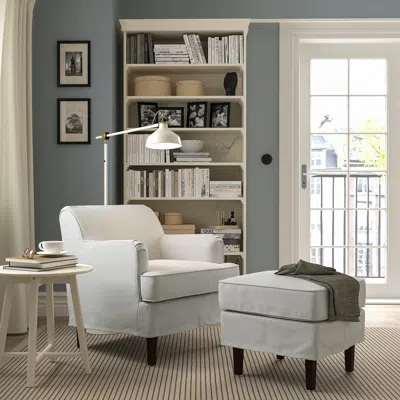 Ikea Rocksjön Ottoman, Klovsta Gray/white, Height: 18 1/2 "