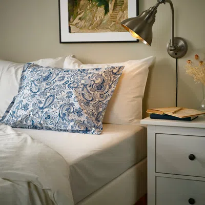 Ikea Rodgersia Pillowcase, Blue/white, Queen