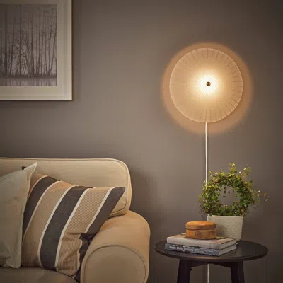 Ikea Rorkult Wall Lamp, Stripe Pattern/white Glass, 14 "
